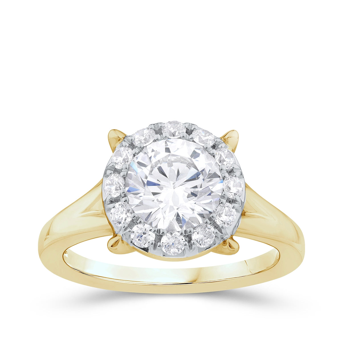 Adamante 2 ct. tw. Lab-Grown Round Brilliant Diamond Halo Engagement Ring in 14K Yellow Gold (2)