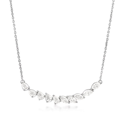 9/10 ct. tw. Pear & Marquise Diamond Curved Bar Necklace in 14K White Gold