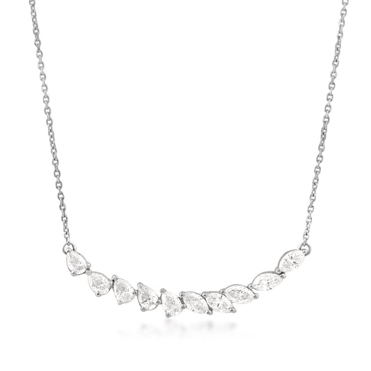 9/10 ct. tw. Pear & Marquise Diamond Curved Bar Necklace in 14K White Gold