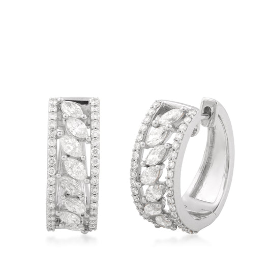 1-7/8 ct. tw. Marquise & Round Diamond Hoop Earrings in 14K White Gold