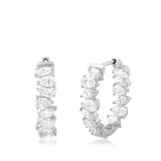 3-1/5 ct. tw. Marquise & Pear Diamond Inside Out Hoop Earrings in 14K White Gold
