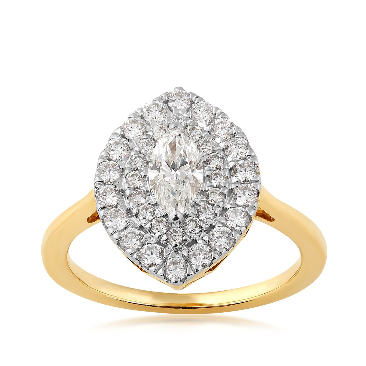 1 ct. tw. Marquise Diamond Double Halo Ring in 14K Yellow Gold