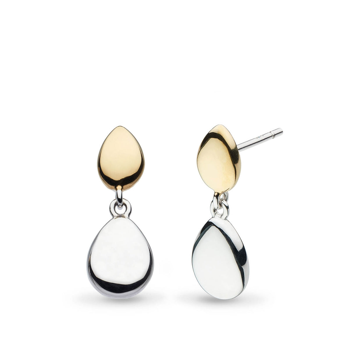 Kit Heath Double Droplet Dangle Earrings in Sterling Silver & 18K Yellow Gold Plating