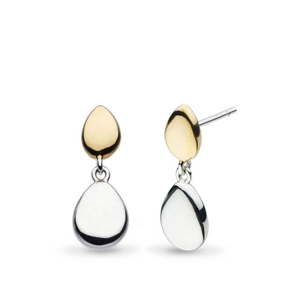 Kit Heath Double Droplet Dangle Earrings in Sterling Silver & 18K Yellow Gold Plating