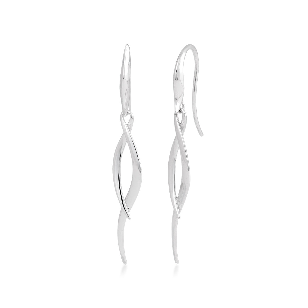 Kit Heath Twist Dangle Earrings in Rhodium Plated Sterling Silver