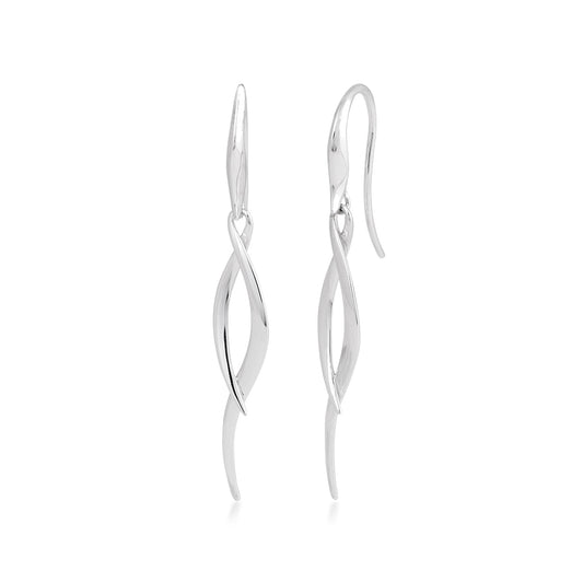 Kit Heath Twist Dangle Earrings in Rhodium Plated Sterling Silver