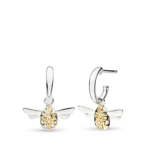 Kit Heath Honey Bee Drop Earrings in Sterling Silver & 18K Yellow Gold Plating