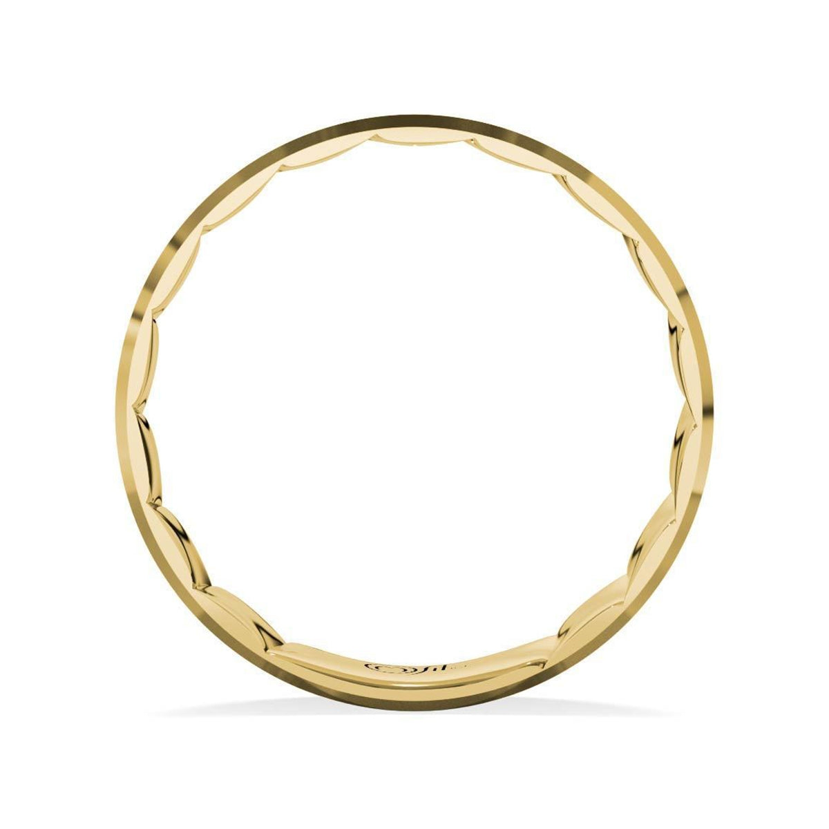 MFIT Men's Black Ceramic Inlay Satin Finish Wedding Ring in 10K Yellow Gold close-up detail