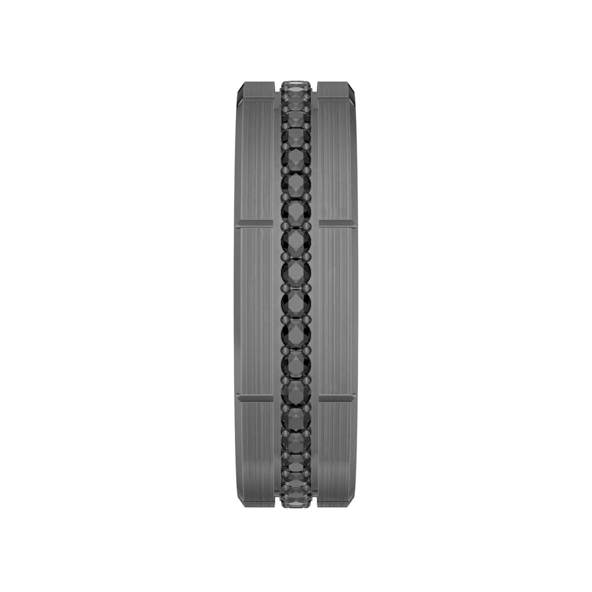 MFIT 1/2 ct. tw. Men's Treated Black Diamond Vertical Cut Wedding Ring in Black Rhodium Plated 10K White Gold side profile