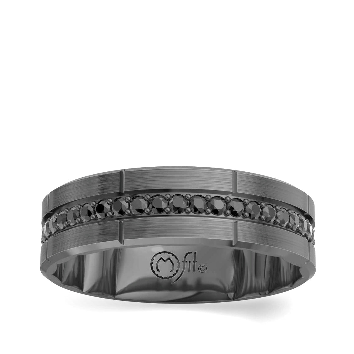 MFIT 1/2 ct. tw. Men's Treated Black Diamond Vertical Cut Wedding Ring in Black Rhodium Plated 10K White Gold