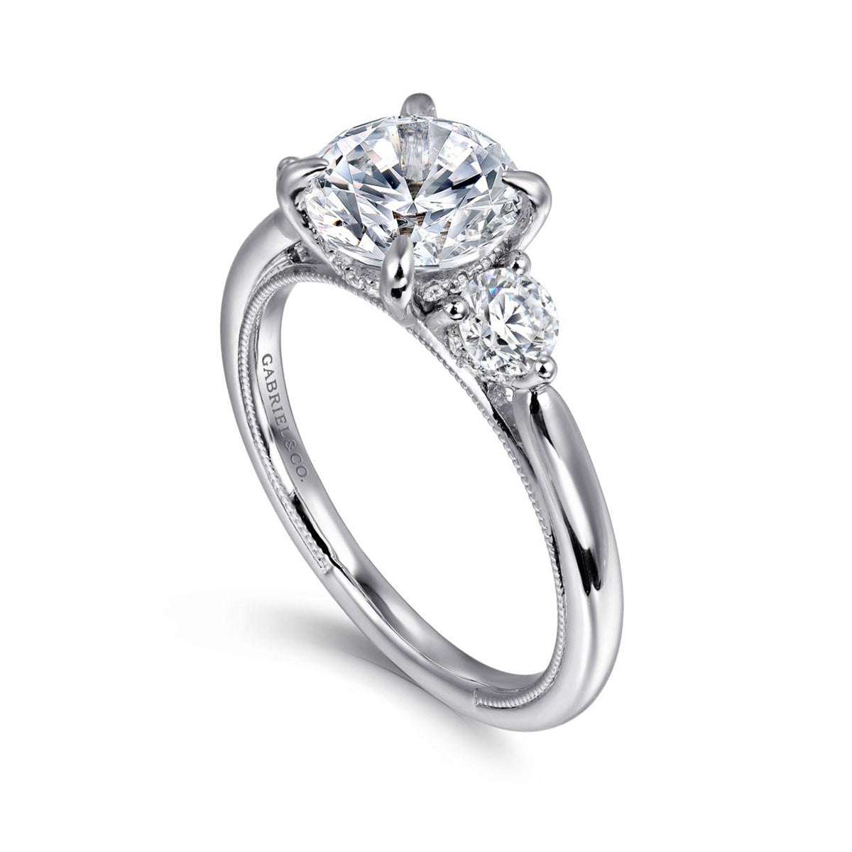 Gabriel & Co. 1/2 ct. tw. Diamond Hidden Halo Round Semi-Mount Engagement Ring in 14K White Gold front view