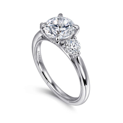 Gabriel & Co. 1/2 ct. tw. Diamond Hidden Halo Round Semi-Mount Engagement Ring in 14K White Gold front view