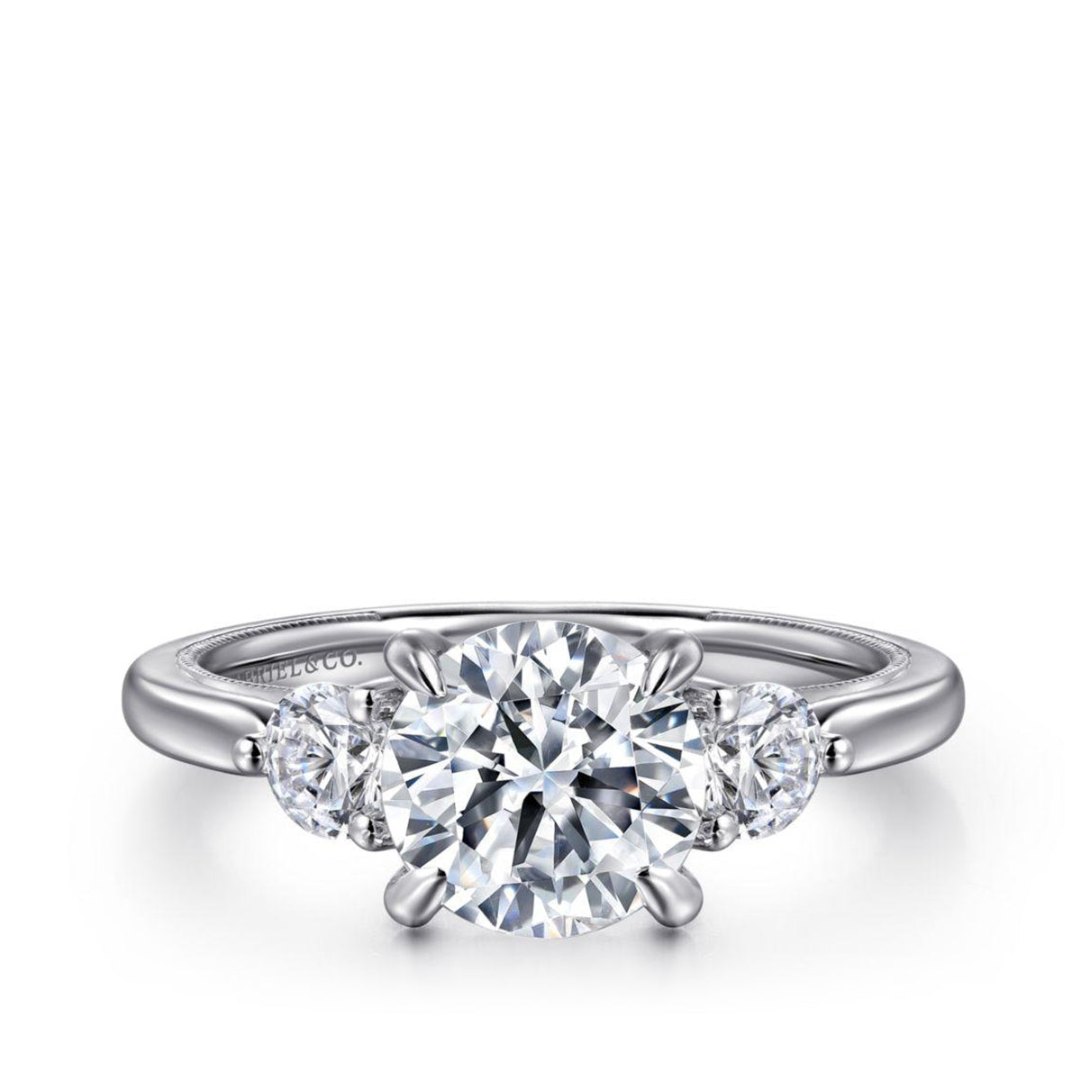 Gabriel & Co. 1/2 ct. tw. Diamond Hidden Halo Round Semi-Mount Engagement Ring in 14K White Gold