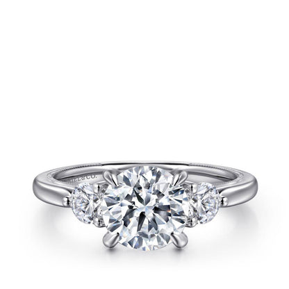 Gabriel & Co. 1/2 ct. tw. Diamond Hidden Halo Round Semi-Mount Engagement Ring in 14K White Gold