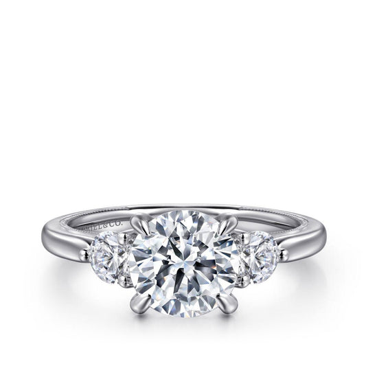 Gabriel & Co. 1/2 ct. tw. Diamond Hidden Halo Round Semi-Mount Engagement Ring in 14K White Gold