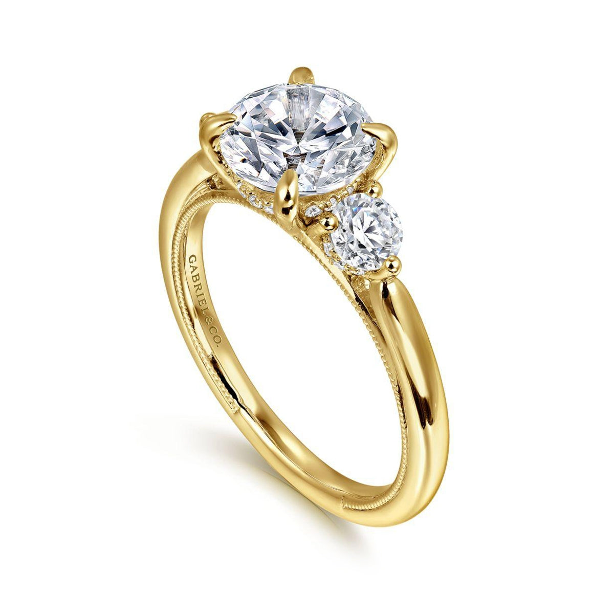Gabriel & Co. 1/2 ct. tw. Diamond Hidden Halo Round Semi-Mount Engagement Ring in 14K Yellow Gold front view