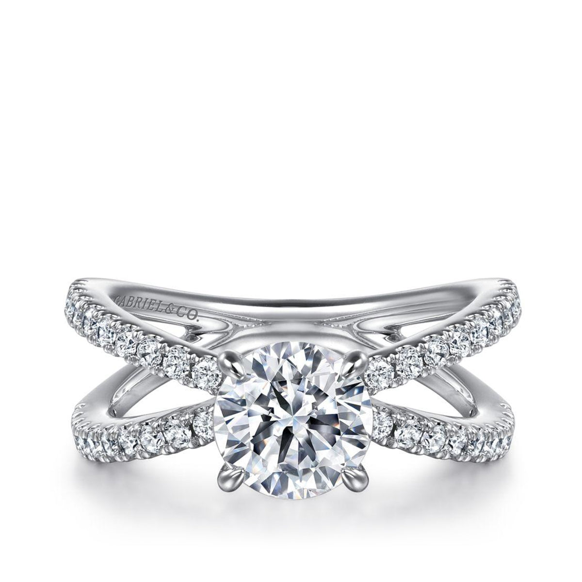 Gabriel & Co. 1/2 ct. tw. Diamond Split Shank Round Semi-Mount Engagement Ring in 14K White Gold