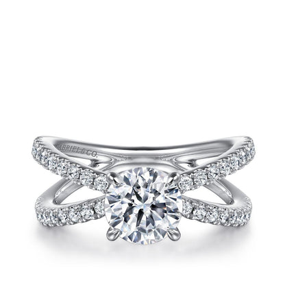 Gabriel & Co. 1/2 ct. tw. Diamond Split Shank Round Semi-Mount Engagement Ring in 14K White Gold