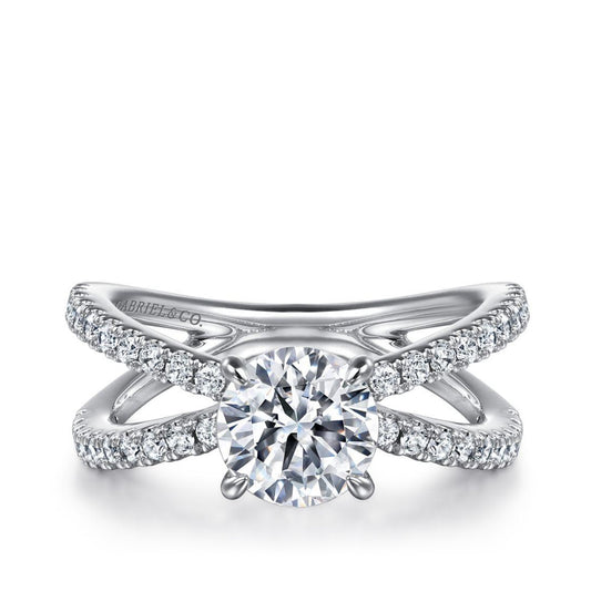 Gabriel & Co. 1/2 ct. tw. Diamond Split Shank Round Semi-Mount Engagement Ring in 14K White Gold