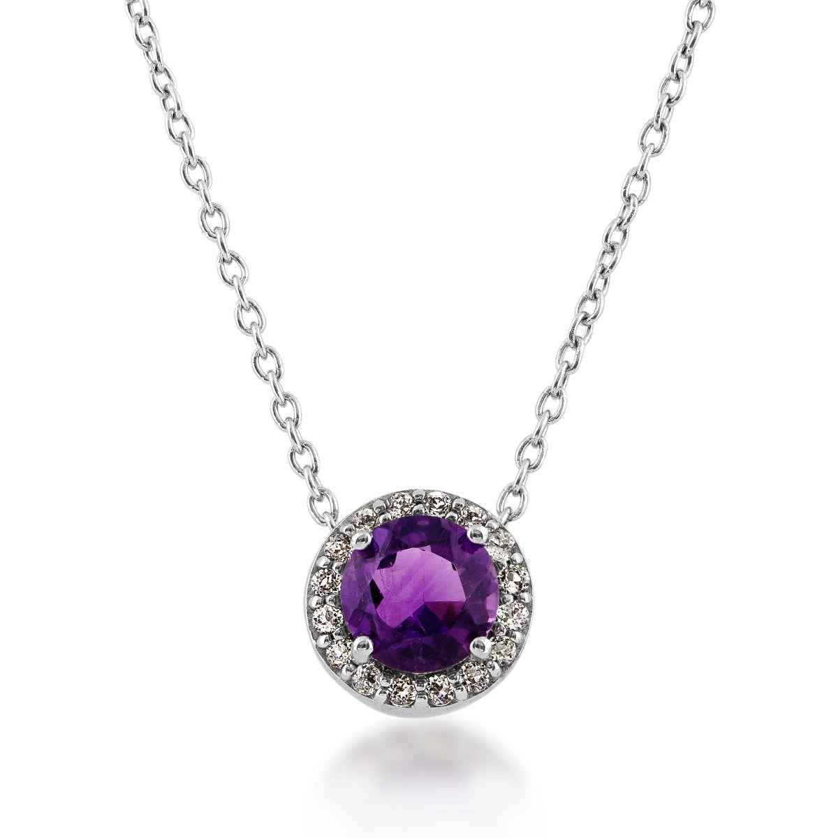 Created Amethyst and White Topaz Pendant in Sterling Silver