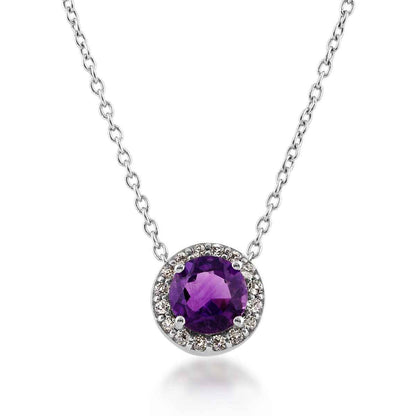 Created Amethyst and White Topaz Pendant in Sterling Silver