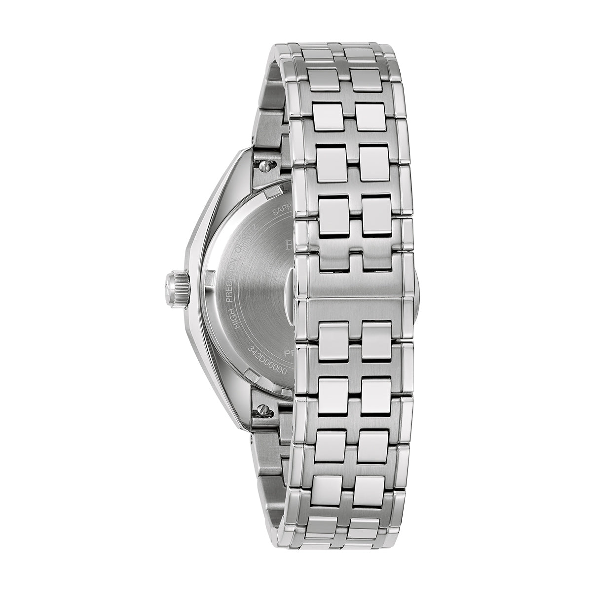 Bulova Men's Jet Star Quartz Stainless Steel Watch with Red & Black Dial close-up detail