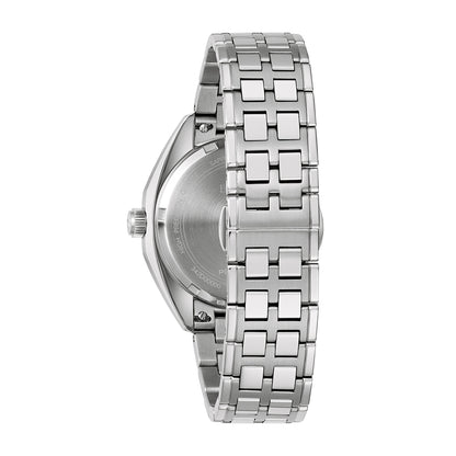 Bulova Men's Jet Star Quartz Stainless Steel Watch with Red & Black Dial close-up detail