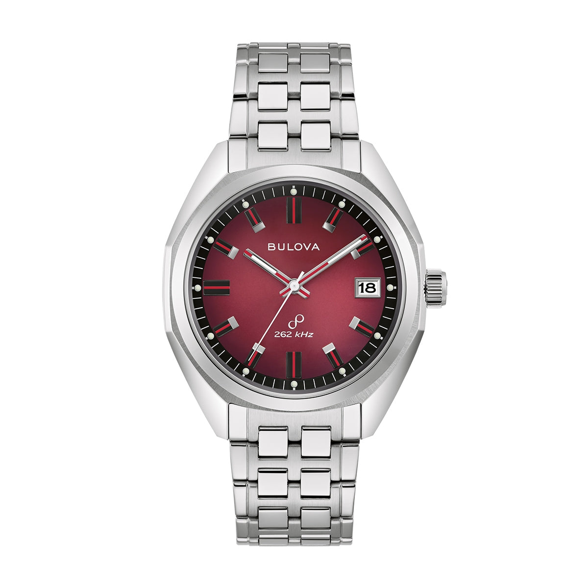 Bulova Men's Jet Star Quartz Stainless Steel Watch with Red & Black Dial