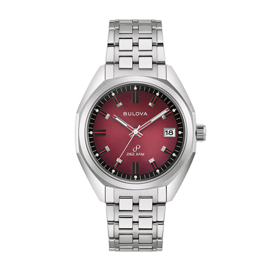 Bulova Men's Jet Star Quartz Stainless Steel Watch with Red & Black Dial