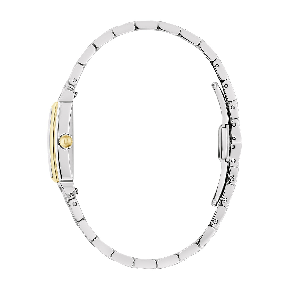 Bulova Ladies' Sutton Quartz White & Gold-Tone Stainless Steel Watch with Mother of Pearl Dial front view