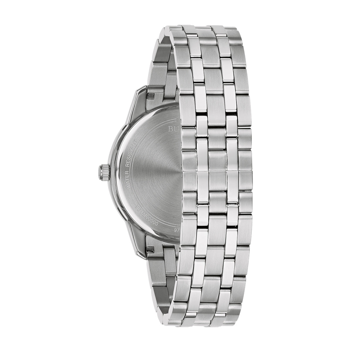 Bulova Men's Sutton Quartz Stainless Steel Watch with Blue Dial close-up detail