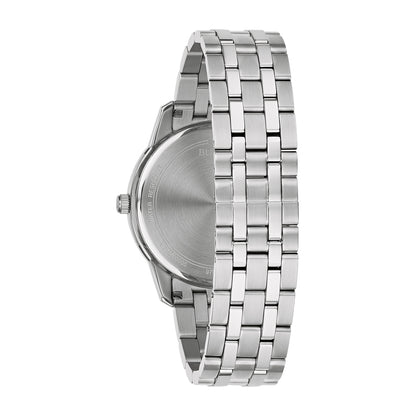 Bulova Men's Sutton Quartz Stainless Steel Watch with Blue Dial close-up detail