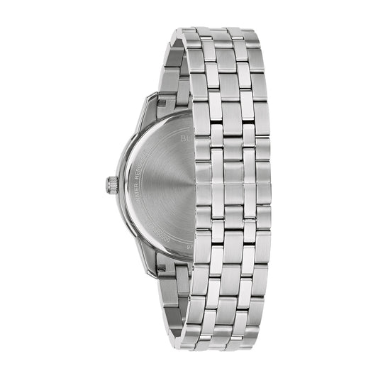 Bulova Men's Sutton Quartz Stainless Steel Watch with Blue Dial close-up detail