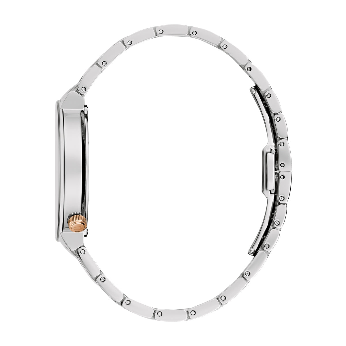 Bulova Ladies' Latin Grammy Quartz White & Rose Gold-Tone Stainless Steel Watch with Gray Dial front view