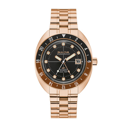 Bulova Men's Archive Automatic Rose Gold-Tone Stainless Steel Watch with Black Dial