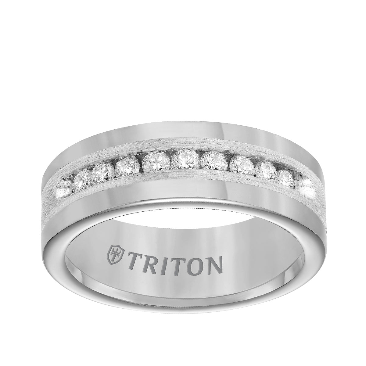 Triton 1/2 ct. tw. Men's Round Brilliant Diamond Channel Set Wedding Ring in Tungsten Carbide
