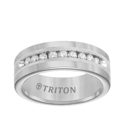 Triton 1/2 ct. tw. Men's Round Brilliant Diamond Channel Set Wedding Ring in Tungsten Carbide
