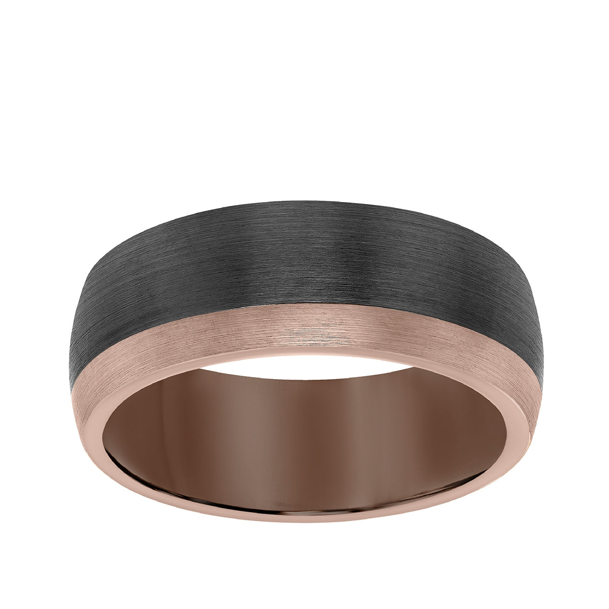 Triton Men's Dome Shape Wedding Ring in Black & Espresso Tungsten Carbide
