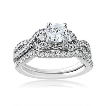 Noventa 1-1/4 ct. tw Round Diamond Wedding Set with Infinity Inspired Band in 14K White Gold