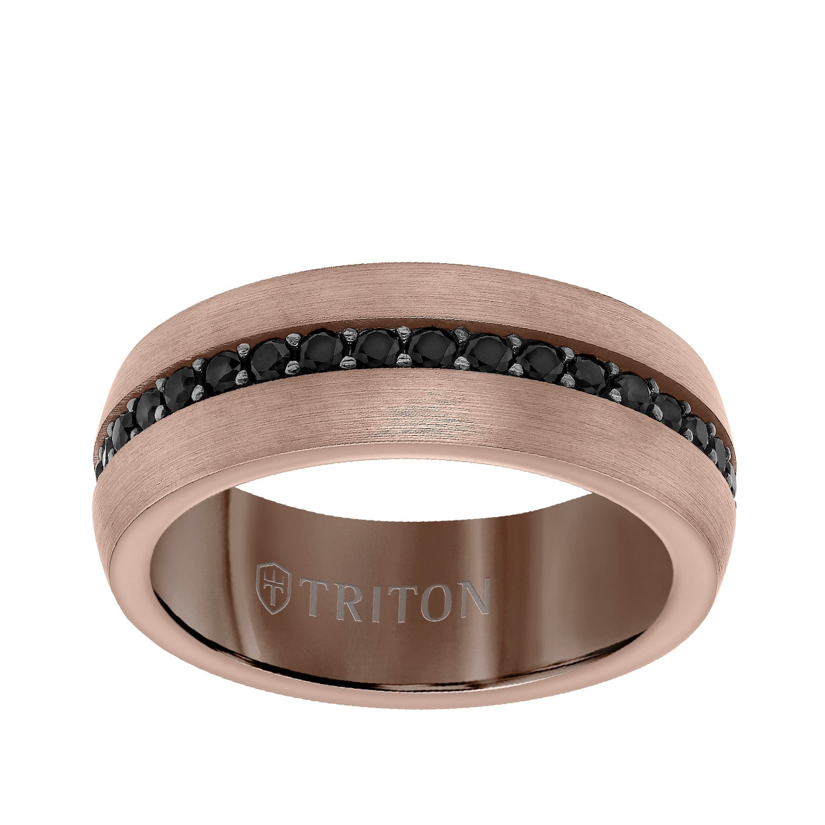 Triton Men's Black Sapphire Satin Finish Wedding Ring in Espresso Tungsten Carbide