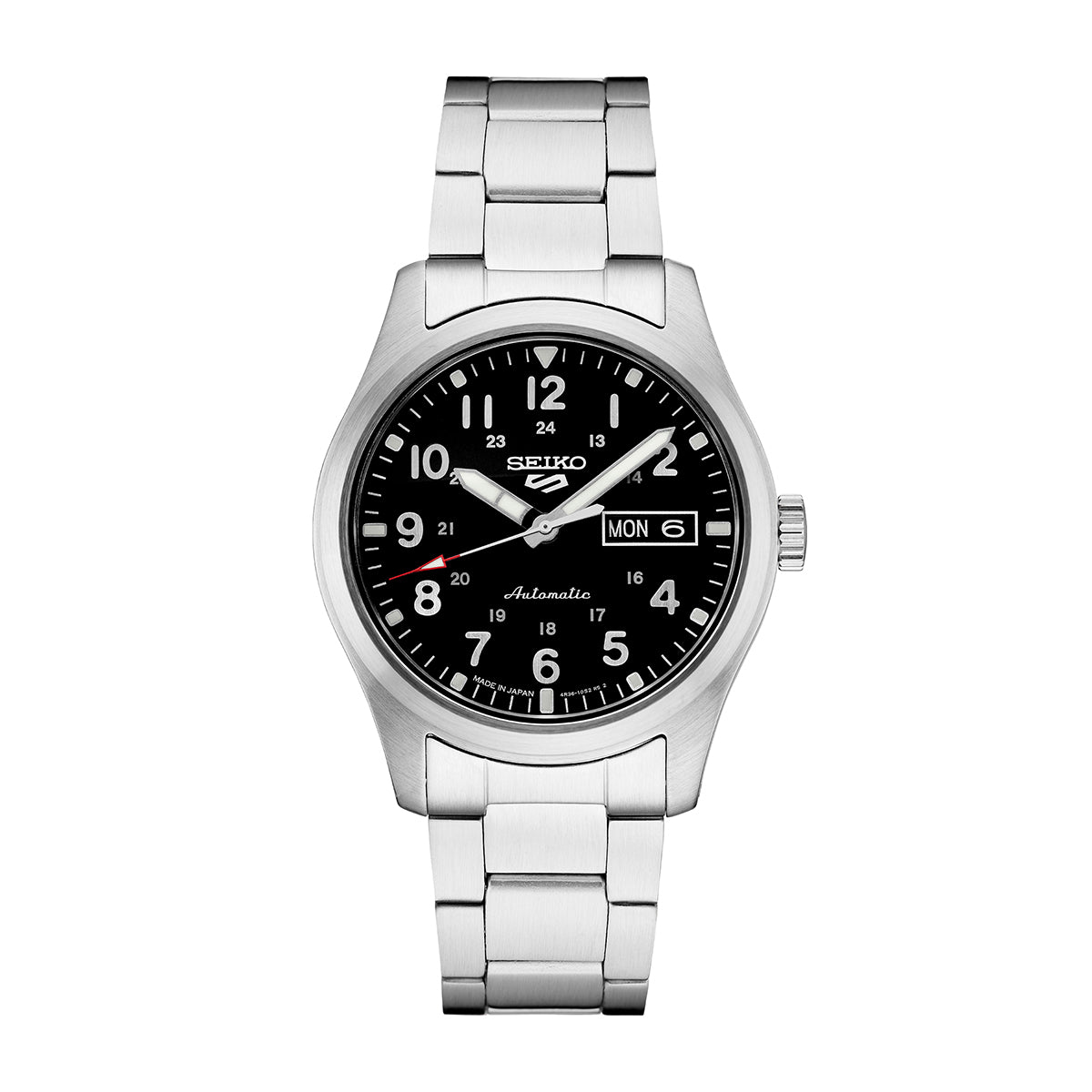 seiko automatic black dial watch