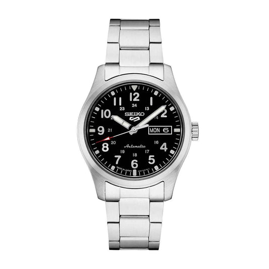 Seiko Men's 5 Sport Automatic Stainless Steel Watch with Black Dial