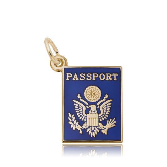 United States Passport Charm in 14K Yellow Gold