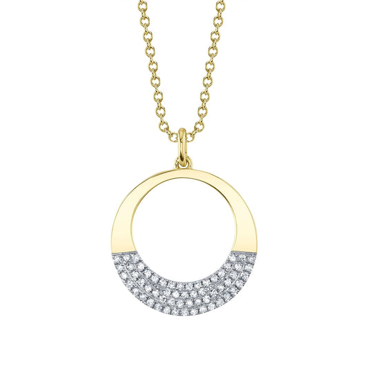 Shy Creation 1/7 ct. tw. Diamond Pave Circle Pendant in 14K Yellow Gold