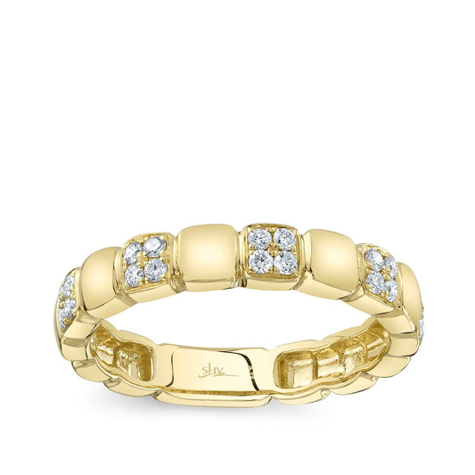 Shy Creation 1/4 ct. tw. Diamond Square Fluted Ring in 14K Yellow Gold