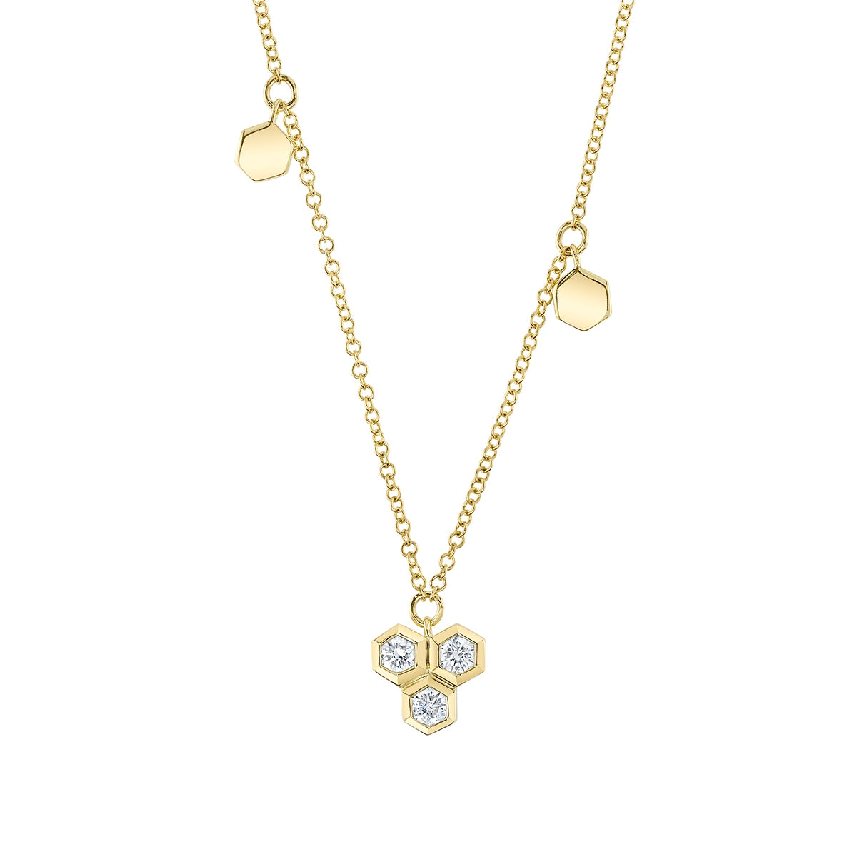 Shy Creation 1/5 ct. tw. Diamond Honeycomb Necklace in 14K Yellow Gold