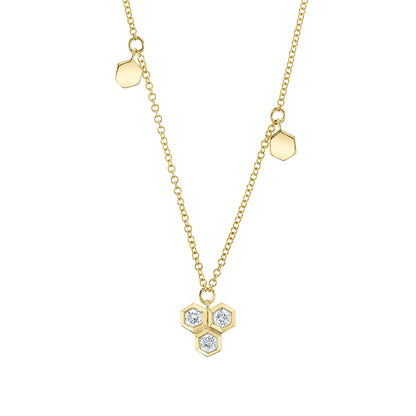 Shy Creation 1/5 ct. tw. Diamond Honeycomb Necklace in 14K Yellow Gold