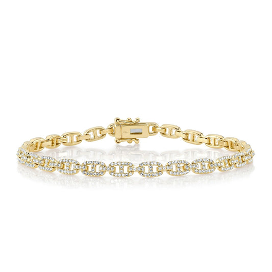 Shy Creation 1 ct. tw. Diamond 7-inch Mariner Link Bracelet in 14K Yellow Gold