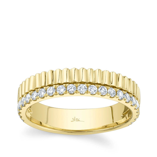 Shy Creation 3/8 ct. tw. Diamond Coin-Edge Ring in 14K Yellow Gold
