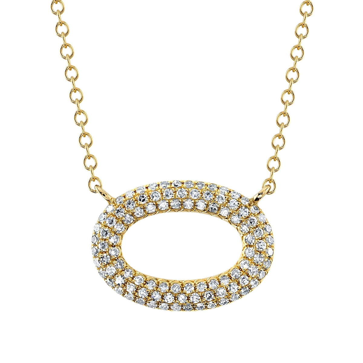 Shy Creation 1/4 ct. tw. Diamond Pave Oval Necklace in 14K Yellow Gold